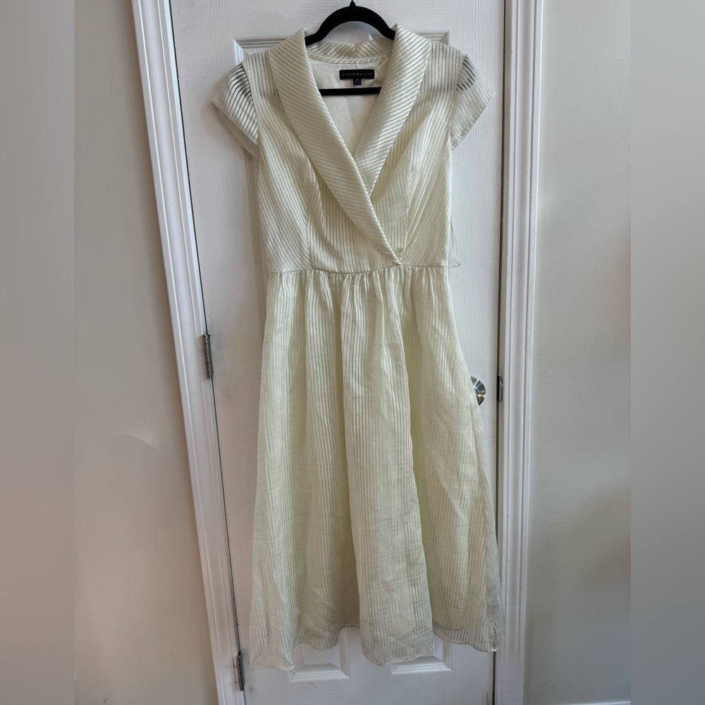 AIDAN MATTOX Cream A-Line Tea Length Dress Size 8